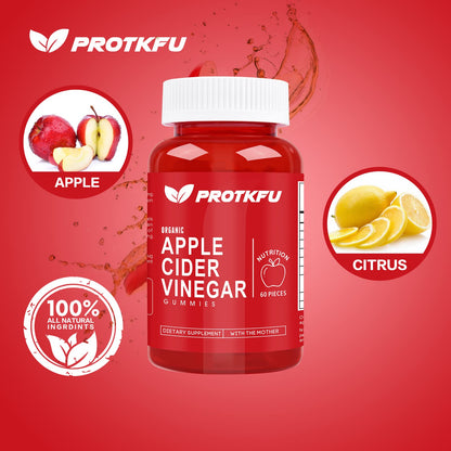 ProTKFU Apple Cider Vinegar Gummies, 120 Count Max Strength 1000mg ACV Gummies with Vitamin B12 & B6, for Metabolism, Digestion, Detox, Gut & Immune Health - dailyvitalstore