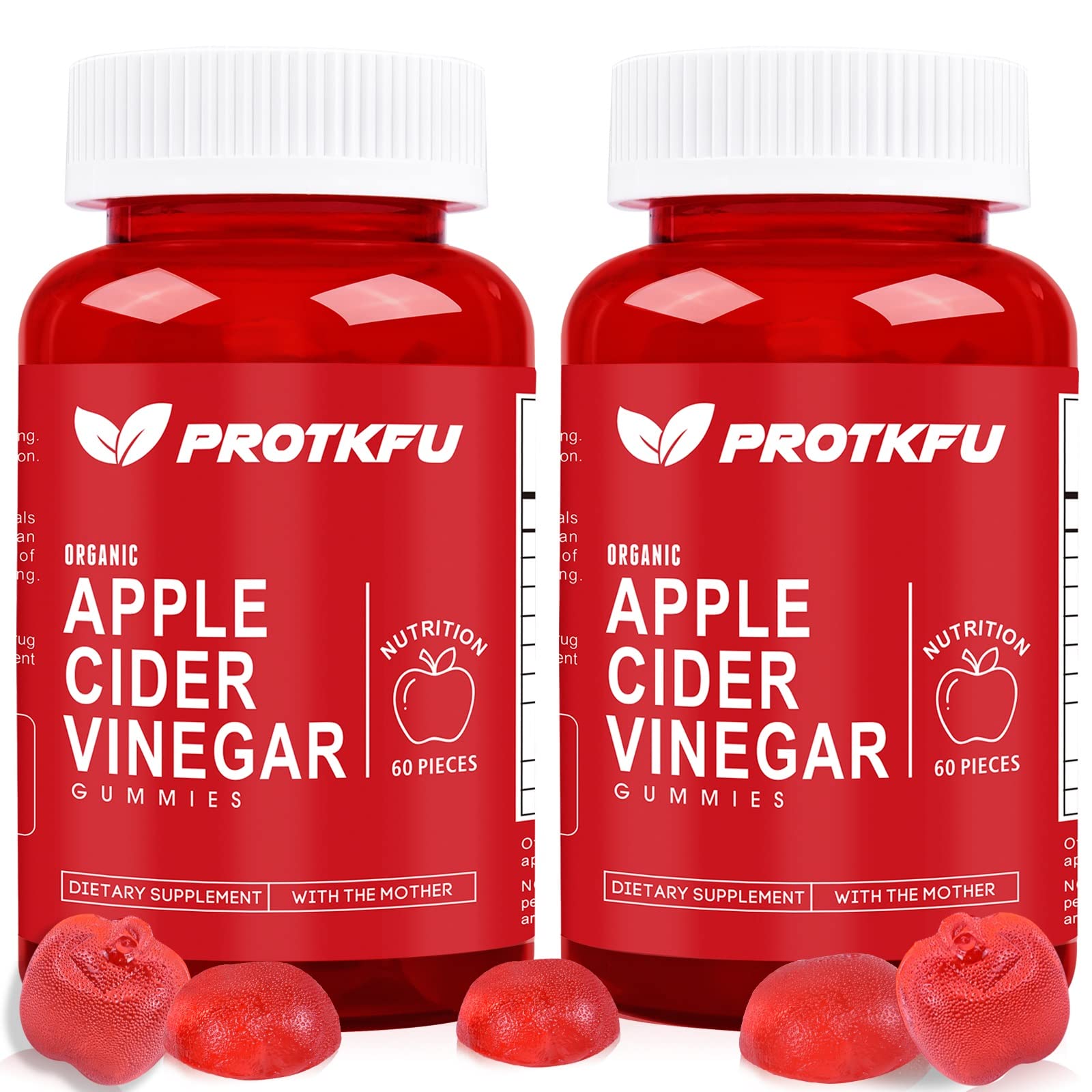 ProTKFU Apple Cider Vinegar Gummies, 120 Count Max Strength 1000mg ACV Gummies with Vitamin B12 & B6, for Metabolism, Digestion, Detox, Gut & Immune Health - dailyvitalstore