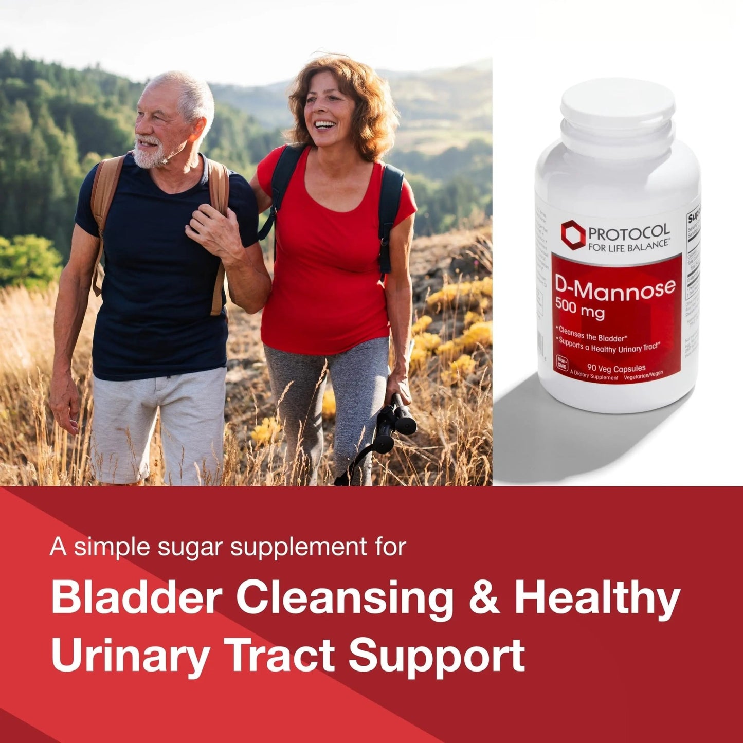 Protocol for Life Balance D-Mannose - 500mg - Bladder Cleanse - Support Healthy Urinary Tract* - For Men & Women - Kosher & Non-GMO - 90 Veg Capsules - dailyvitalstore