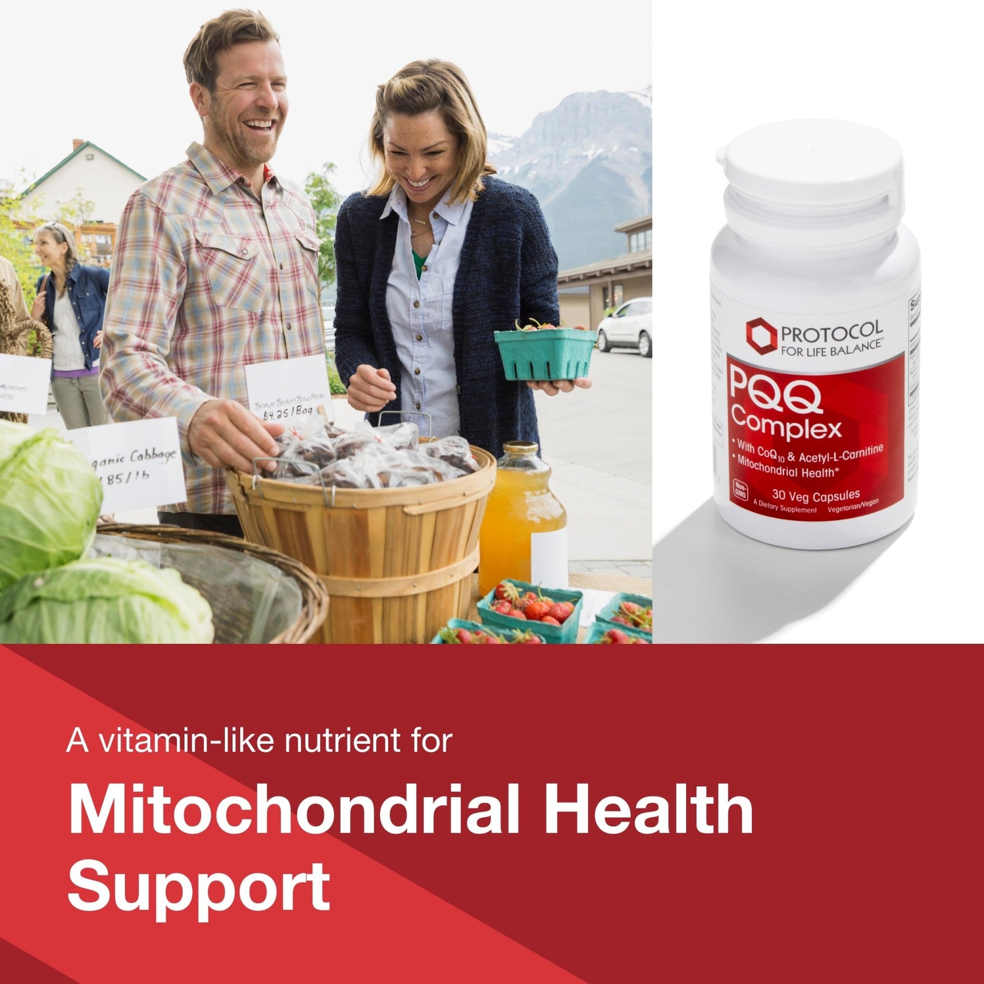 PROTOCOL FOR LIFE BALANCE PQQ Complex - Mitochondrial Health - with CoQ10 & L Carnitine - B Vitamin - Supplement for Energy - 30 Veg Caps - dailyvitalstore