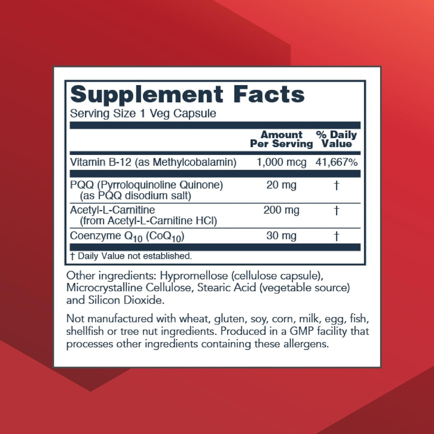 PROTOCOL FOR LIFE BALANCE PQQ Complex - Mitochondrial Health - with CoQ10 & L Carnitine - B Vitamin - Supplement for Energy - 30 Veg Caps - dailyvitalstore