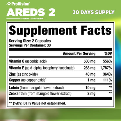 Provision AREDS 2 Eye Vitamins - Enhance Vision Supplements - Lutein Zeaxanthin Vision Complex - 60 Eye Supplement Capsules - dailyvitalstore