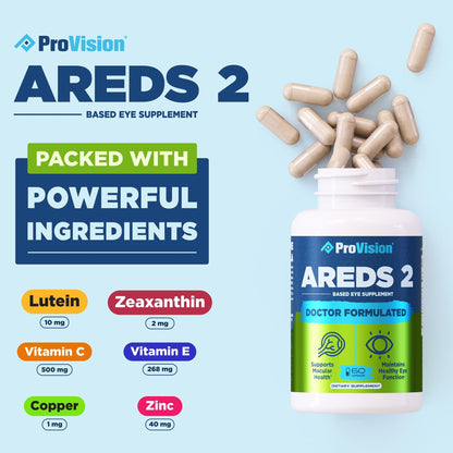 Provision AREDS 2 Eye Vitamins - Enhance Vision Supplements - Lutein Zeaxanthin Vision Complex - 60 Eye Supplement Capsules - dailyvitalstore