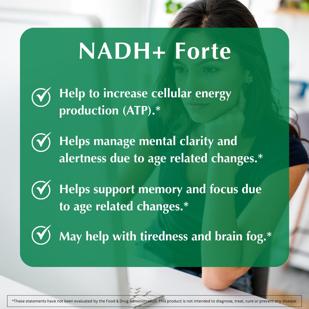 PROVITA NADH+ Forte | Cognitive Support Supplement with NADH, Coenzyme Q10 & Chlorophyll | Energy Support, Focus, Mental Clarity & Brain Health | Vegan Capsules | High Absorption Cellular Formula - dailyvitalstore