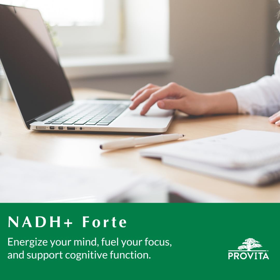 PROVITA NADH+ Forte | Cognitive Support Supplement with NADH, Coenzyme Q10 & Chlorophyll | Energy Support, Focus, Mental Clarity & Brain Health | Vegan Capsules | High Absorption Cellular Formula - dailyvitalstore