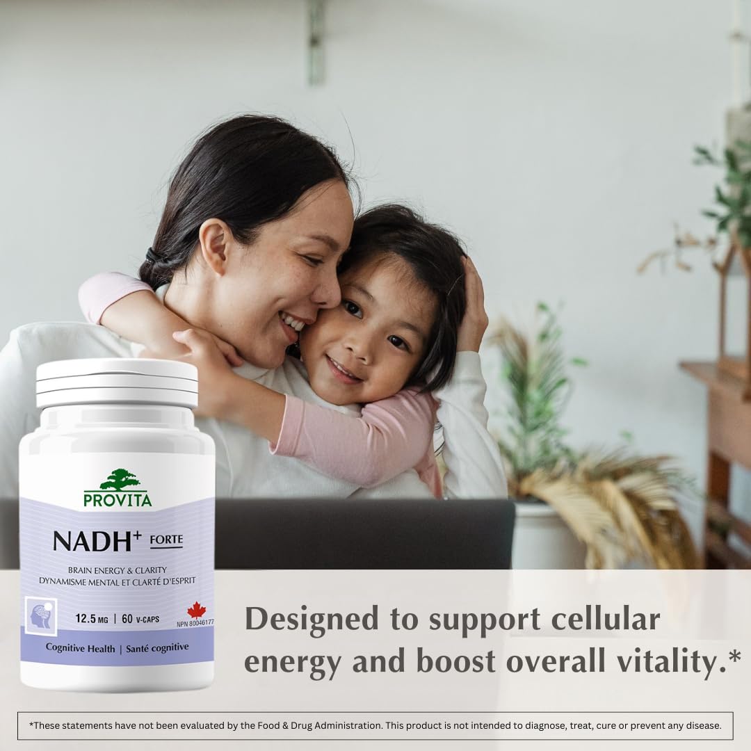 PROVITA NADH+ Forte | Cognitive Support Supplement with NADH, Coenzyme Q10 & Chlorophyll | Energy Support, Focus, Mental Clarity & Brain Health | Vegan Capsules | High Absorption Cellular Formula - dailyvitalstore