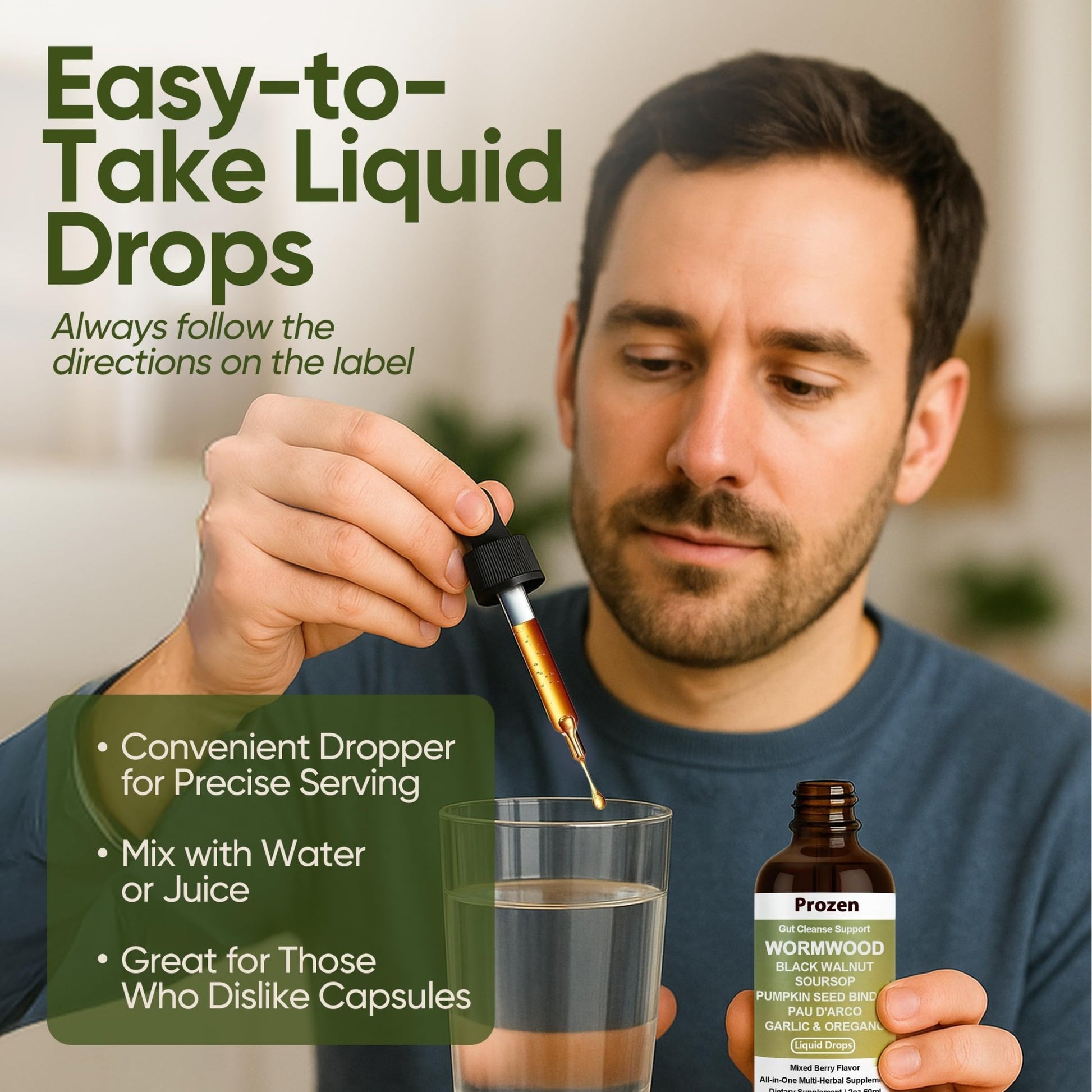 PROZEN Wormwood Gut Cleanse & Detox Drops – Nuvian Black Walnut,Clove, Soursop, Pumpkin Seed, PAU D’Arco, Garlic & Oregano – Mixed Berry Digestive Support - dailyvitalstore