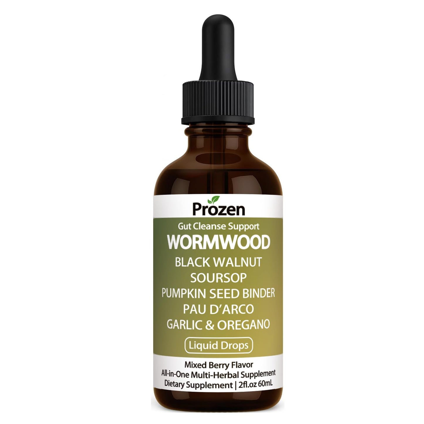 PROZEN Wormwood Gut Cleanse & Detox Drops – Nuvian Black Walnut,Clove, Soursop, Pumpkin Seed, PAU D’Arco, Garlic & Oregano – Mixed Berry Digestive Support - dailyvitalstore