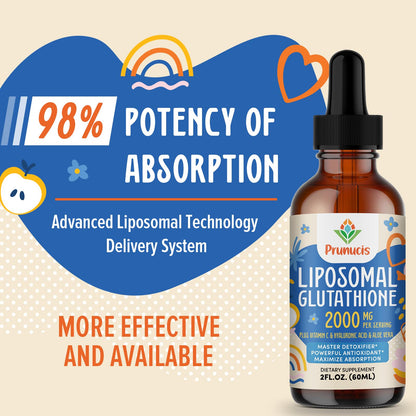 Prunucis 2000MG Liposomal Glutathione Liquid, 98% Absorption, Active Form L-Glutathione Supplement, - dailyvitalstore