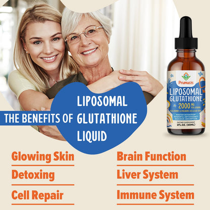 Prunucis 2000MG Liposomal Glutathione Liquid, 98% Absorption, Active Form L-Glutathione Supplement, - dailyvitalstore