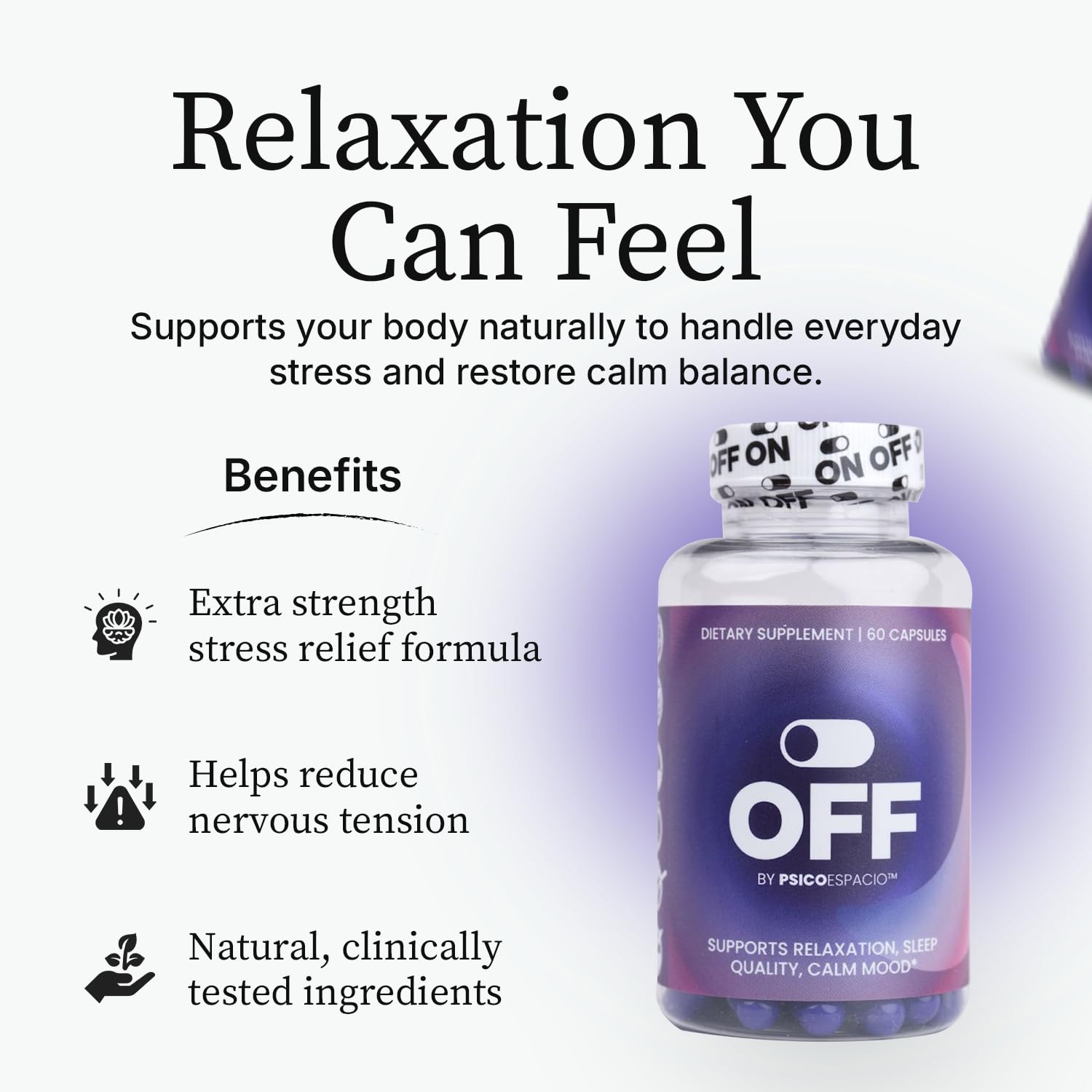 PSICÓESPACIO ON & Off Day & Night Supplement Bundle – Natural Energy with Ashwagandha + Sleep Aid with Melatonin & L-Theanine for Adults, Focus, Relaxation & Mood Support, 60 Count Each - dailyvitalstore