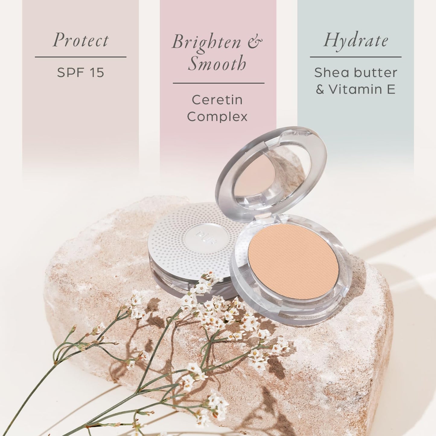 PÜR MINERALS 4-in-1 Pressed Mineral Makeup Powder Foundation with SPF 15 - Concealer & Finishing Compact Pressed Powder for Face - Buildable Medium to Full Coverage Foundation Powder (Vanilla) - dailyvitalstore