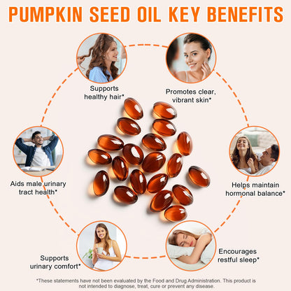 Pumpkin Seed Oil with Saw Palmetto, 1000mg per Serving, 300 Softgels – Cold Pressed Pumpkin Seed Oil Capsules for Hair, Prostate, Urinary & Bladder Health - dailyvitalstore