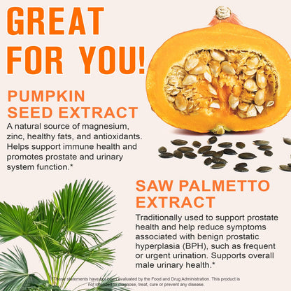 Pumpkin Seed Oil with Saw Palmetto, 1000mg per Serving, 300 Softgels – Cold Pressed Pumpkin Seed Oil Capsules for Hair, Prostate, Urinary & Bladder Health - dailyvitalstore