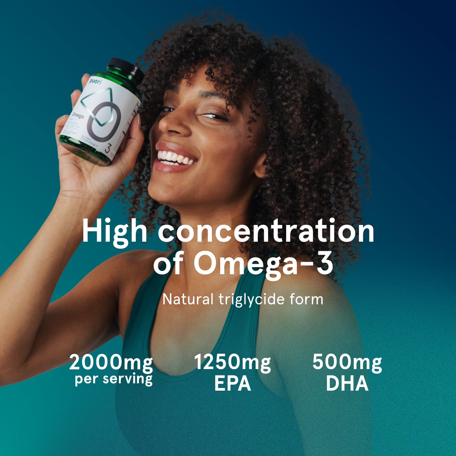 Puori Omega 3 Fish Oil Supplement - Ultra Pure & Burpless Wild Caught Fish Oil with 2000mg Omega 3 Fatty Acids,1250mg EPA & 500mg DHA Supports Heart, - dailyvitalstore