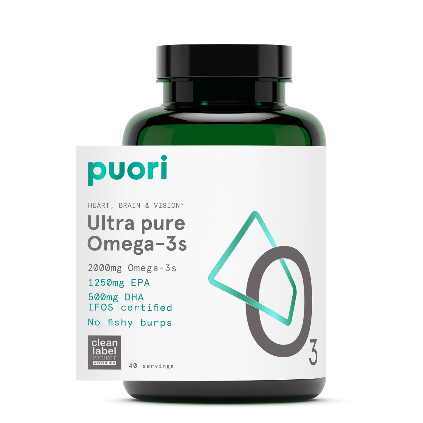 Puori Omega 3 Fish Oil Supplement - Ultra Pure & Burpless Wild Caught Fish Oil with 2000mg Omega 3 Fatty Acids,1250mg EPA & 500mg DHA Supports Heart, Brain & Eye Health - IFOS Certified - 120 Softgels - dailyvitalstore