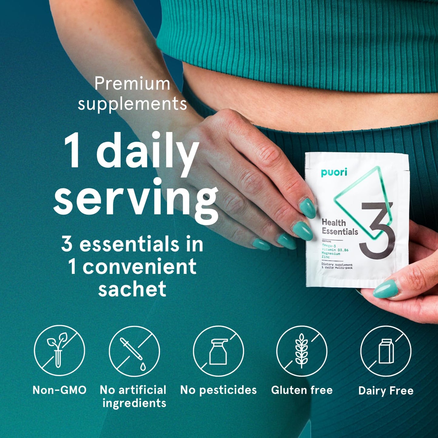 Puori P3 Health Essentials with Magnesium Zinc Complex, Omega 3 Fish Oil & Vitamin D3 Supplements - Men & Womens Daily Multi-Vitamins for Immune System Support & Overall Health - 30 Servings - dailyvitalstore