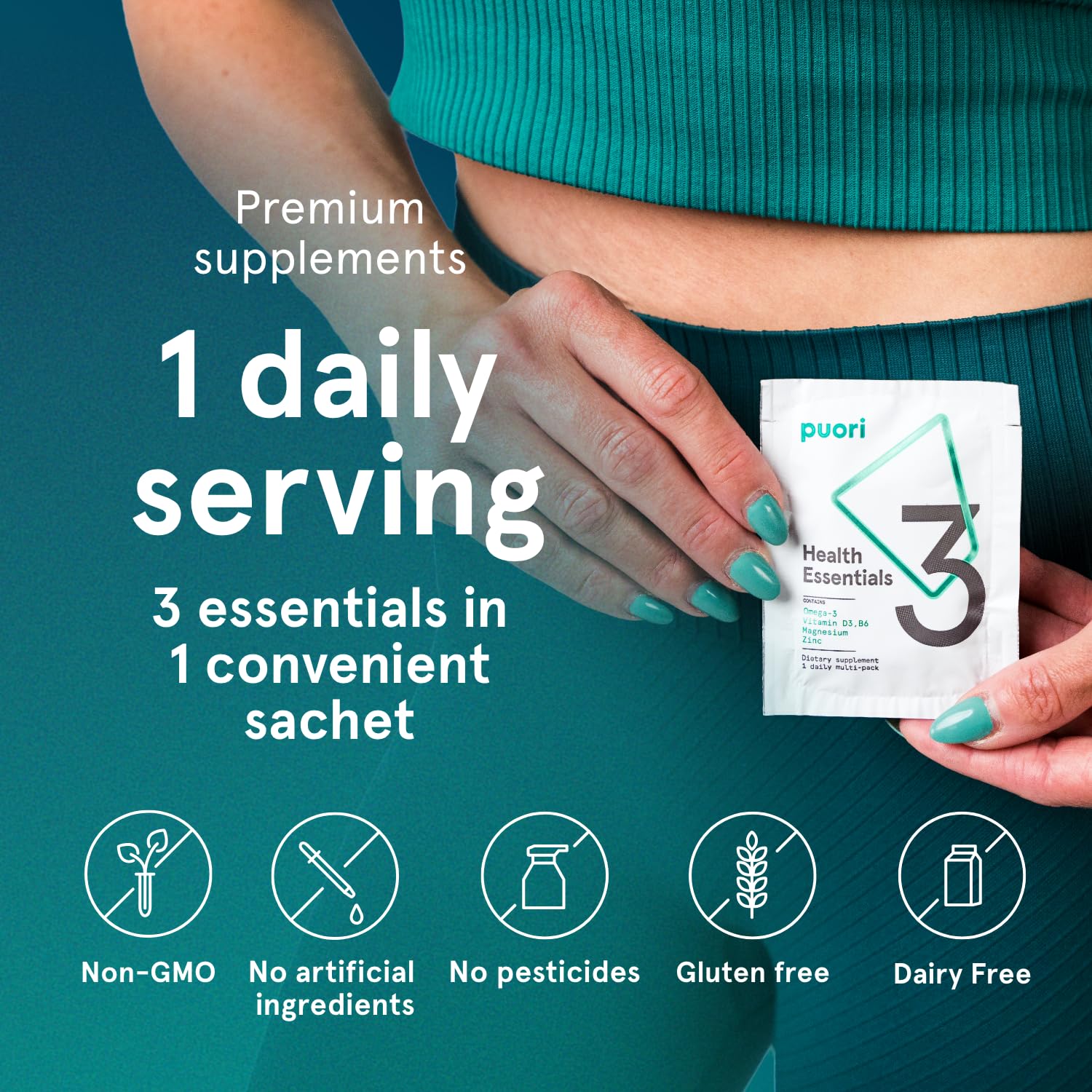 Puori P3 Health Essentials with Magnesium Zinc Complex, Omega 3 Fish Oil & Vitamin D3 Supplements - Men & Womens Daily Multi-Vitamins for Immune System Support & Overall Health - 30 Servings - dailyvitalstore