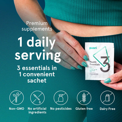 Puori P3 Health Essentials with Magnesium Zinc Complex, Omega 3 Fish Oil & Vitamin D3 Supplements - Men & Womens Daily Multi-Vitamins for Immune System Support & Overall Health - 30 Servings - dailyvitalstore