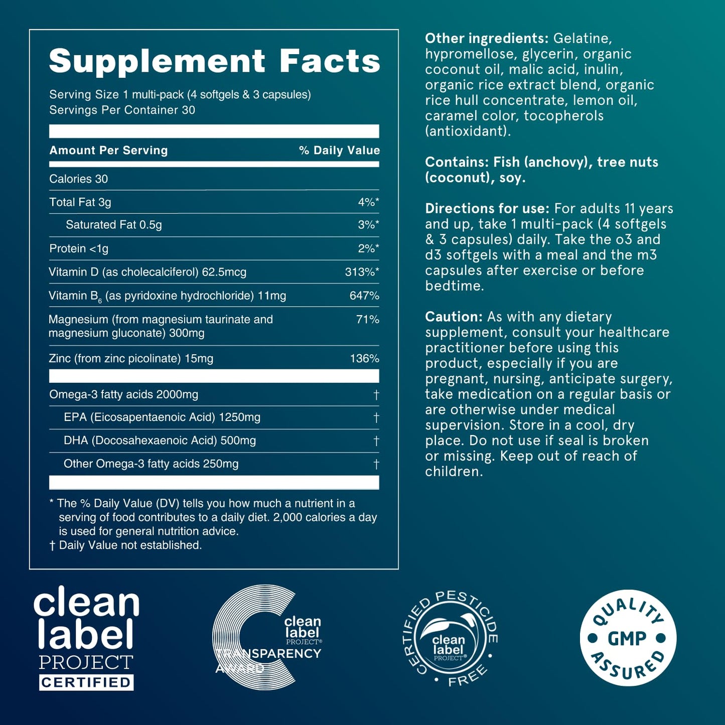 Puori P3 Health Essentials with Magnesium Zinc Complex, Omega 3 Fish Oil & Vitamin D3 Supplements - Men & Womens Daily Multi-Vitamins for Immune System Support & Overall Health - 30 Servings - dailyvitalstore
