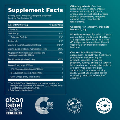 Puori P3 Health Essentials with Magnesium Zinc Complex, Omega 3 Fish Oil & Vitamin D3 Supplements - Men & Womens Daily Multi-Vitamins for Immune System Support & Overall Health - 30 Servings - dailyvitalstore