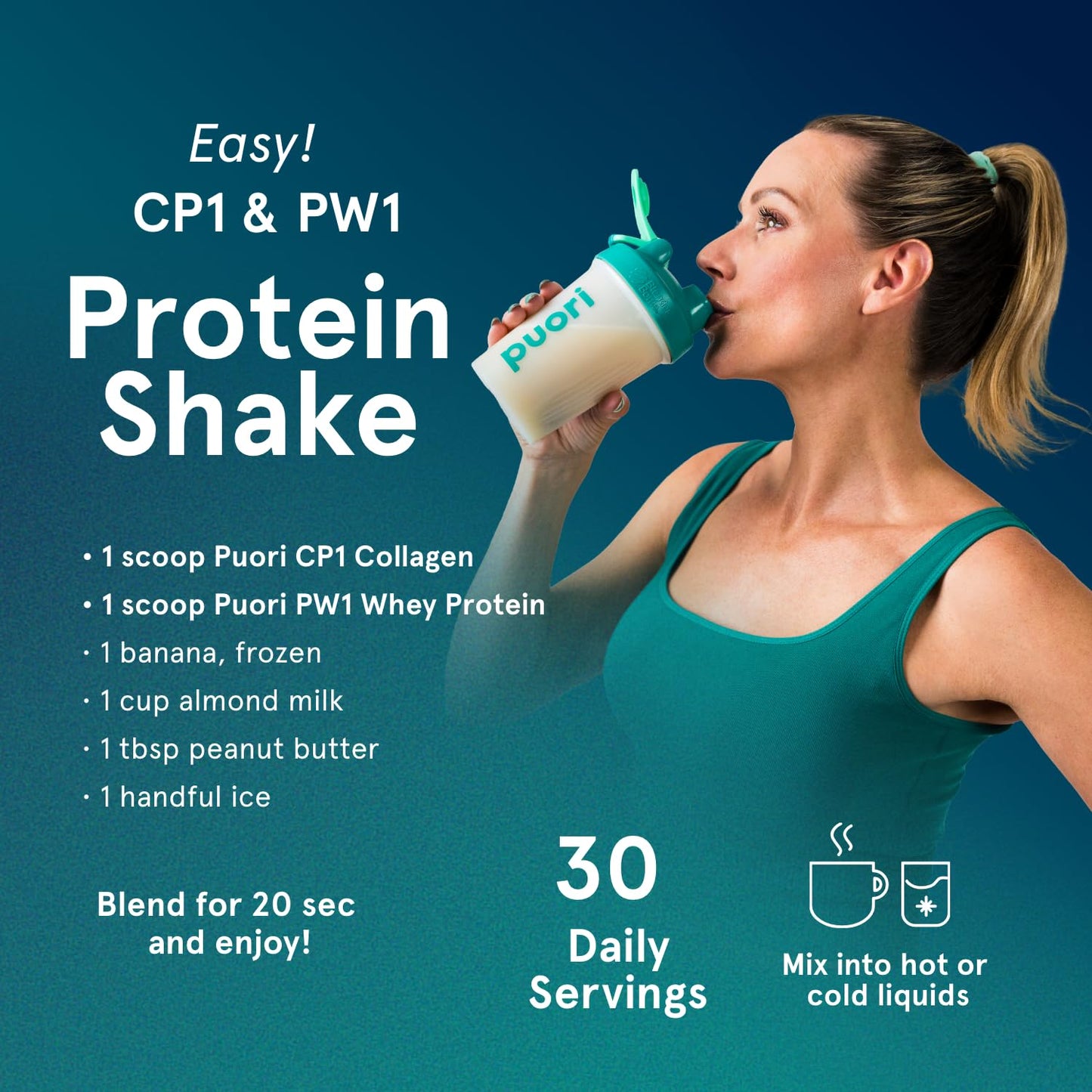 Puori Pure Collagen Peptides Powder, Unflavored - 10g of Grass-Fed Hydrolyzed Bovine Collagen Supports Skin Health, Hair & Nail Strength, - dailyvitalstore
