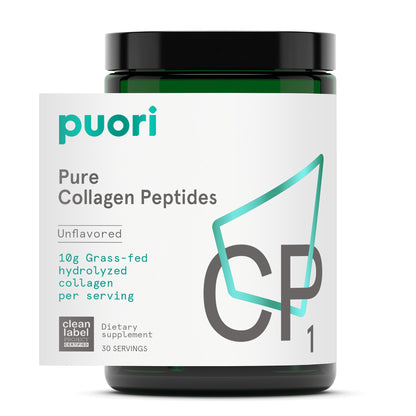 Puori Pure Collagen Peptides Powder, Unflavored - 10g of Grass-Fed Hydrolyzed Bovine Collagen Supports Skin Health, Hair & Nail Strength, Joint Pain & Mobility Support - 30 Servings - dailyvitalstore