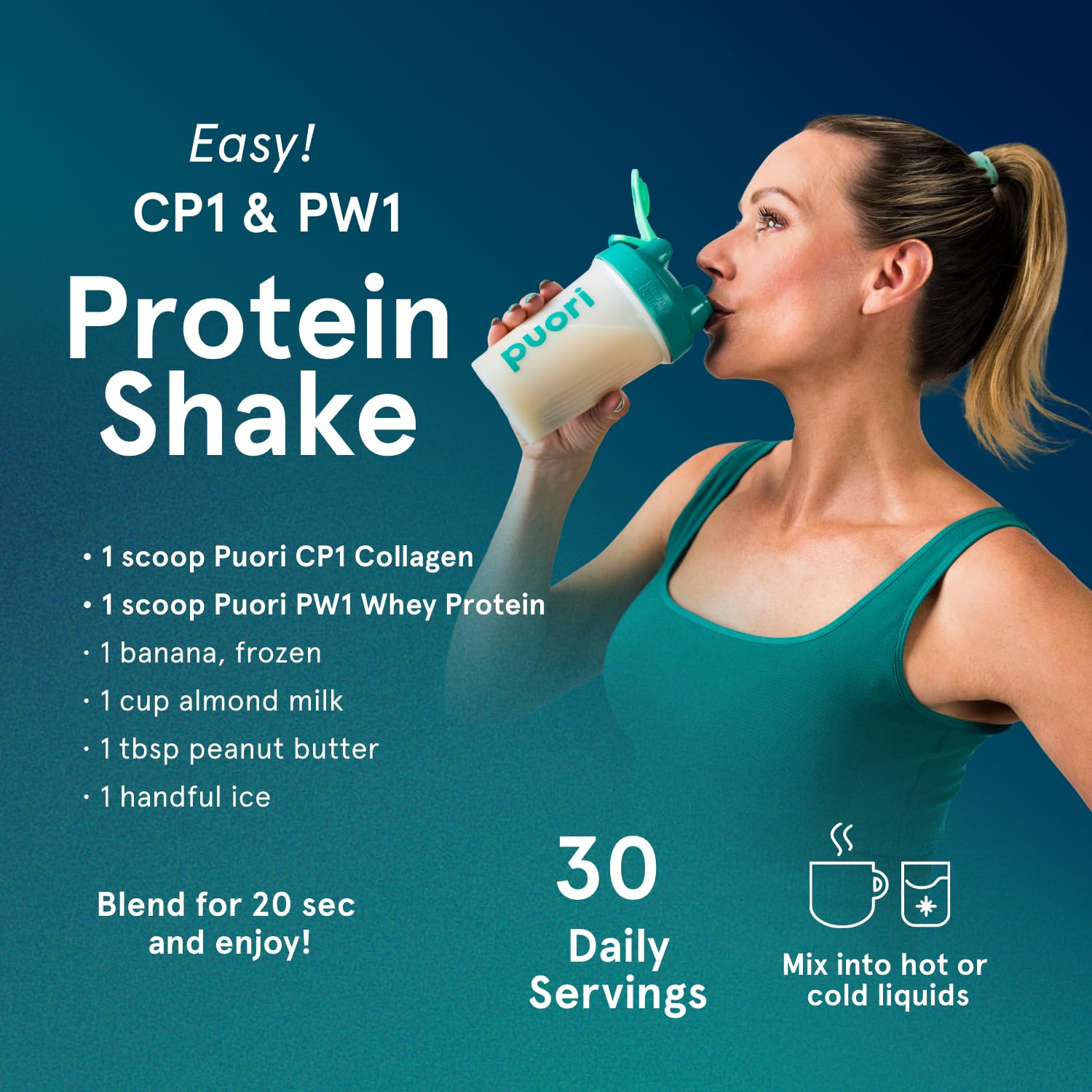 Puori Pure Collagen Peptides Powder, Unflavored - 10g of Grass-Fed Hydrolyzed Bovine Collagen Supports Skin Health, Hair & Nail Strength, Joint Pain & Mobility Support - 30 Servings - dailyvitalstore