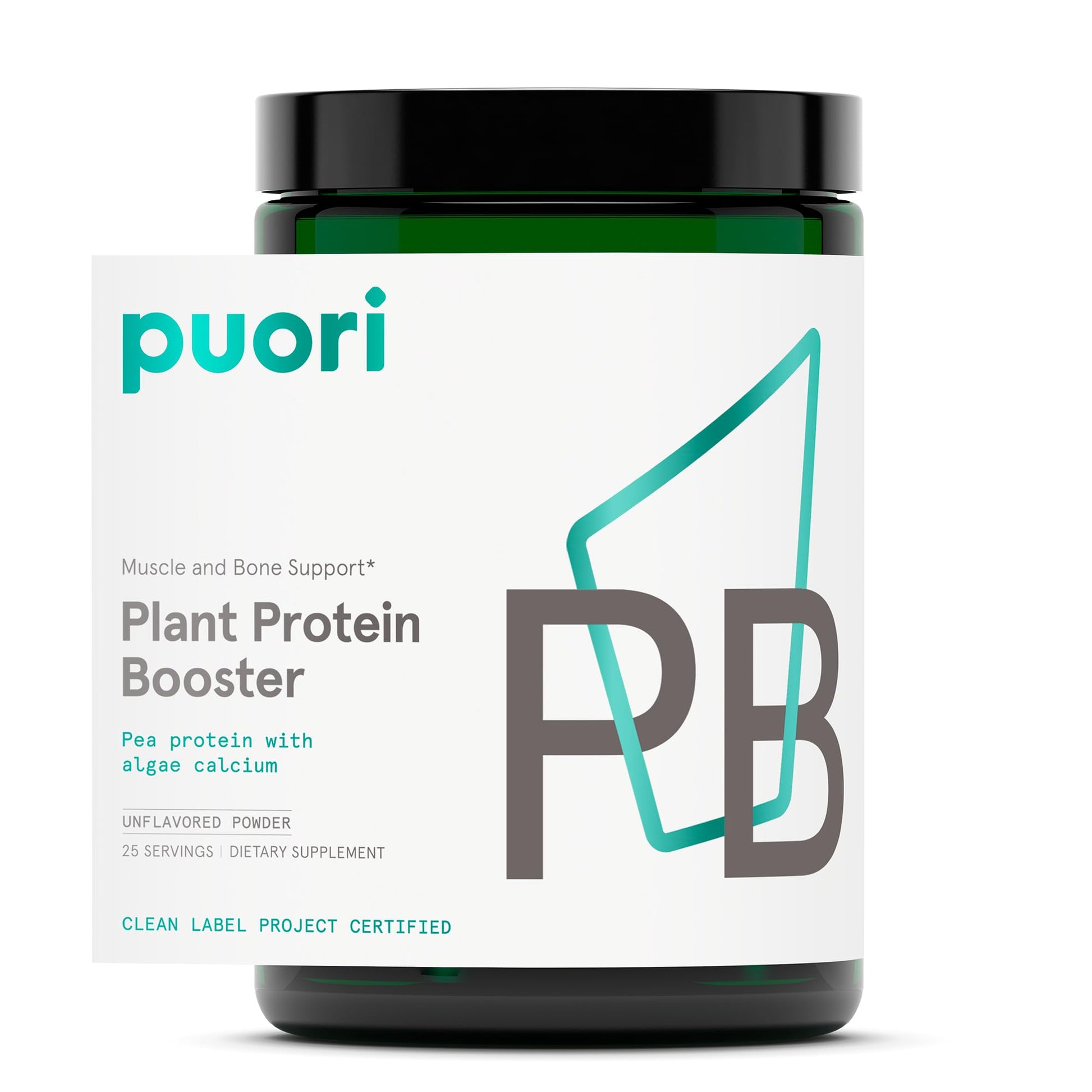 Puori Vegan Protein Powder, Unflavored - Plant-Based Protein Powder with Pea Protein, Algae Calcium - Workout Supplement for Sustained Energy, Bone Health, Muscle Recovery & Growth - 25 Servings - dailyvitalstore