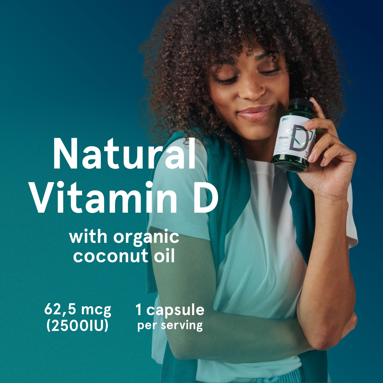 Puori Vitamin D3 Softgels, 2500 IU (62.5 mcg) - Fast Absorbing Vitamin D3 Supplements for Immune System Support, Bone Health & Density and Healthy Muscle Functions - Non-GMO & Gluten-Free - 120 Count - dailyvitalstore