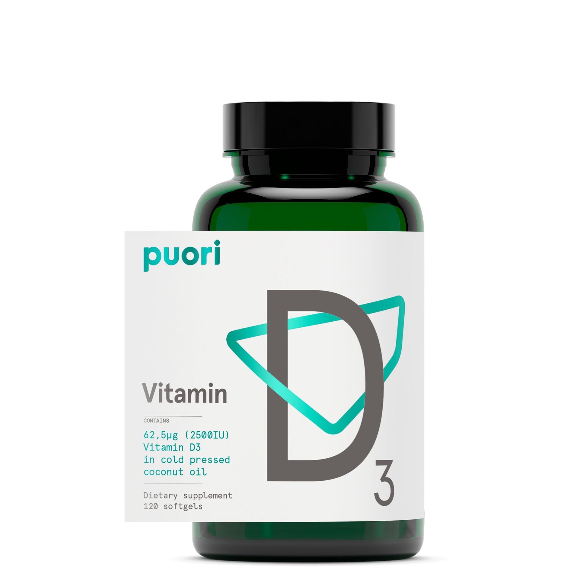 Puori Vitamin D3 Softgels, 2500 IU (62.5 mcg) - Fast Absorbing Vitamin D3 Supplements for Immune System Support, Bone Health & Density and Healthy Muscle Functions - Non-GMO & Gluten-Free - 120 Count - dailyvitalstore