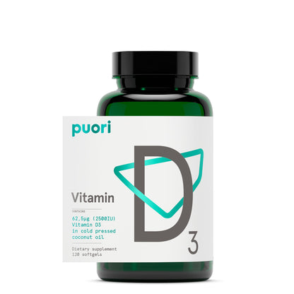 Puori Vitamin D3 Softgels, 2500 IU (62.5 mcg) - Fast Absorbing Vitamin D3 Supplements for Immune System Support, Bone Health & Density and Healthy Muscle Functions - Non-GMO & Gluten-Free - 120 Count - dailyvitalstore
