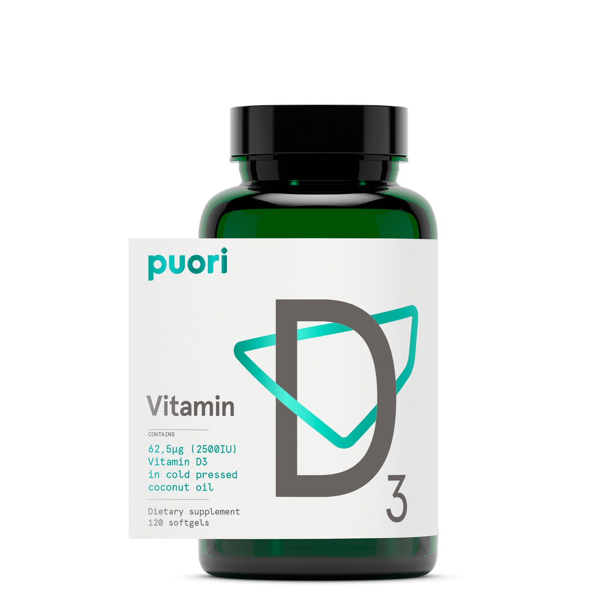 Puori Vitamin D3 Softgels, 2500 IU (62.5 mcg) - Fast Absorbing Vitamin D3 Supplements for Immune System Support, Bone Health & Density and Healthy Muscle Functions - Non-GMO & Gluten-Free - 120 Count - dailyvitalstore