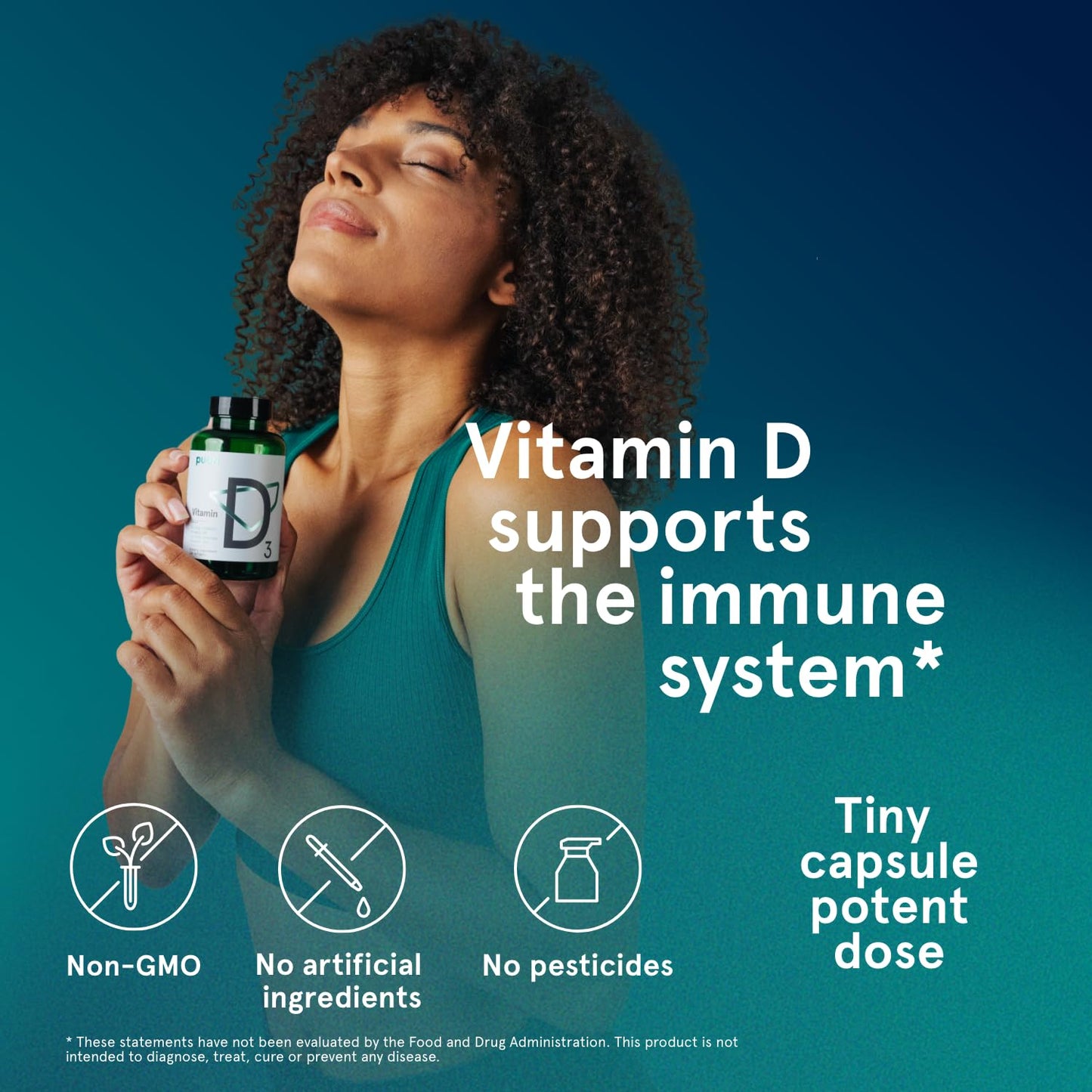 Puori Vitamin D3 Softgels, 2500 IU (62.5 mcg) - Fast Absorbing Vitamin D3 Supplements for Immune System Support, Bone Health & Density and Healthy Muscle Functions - Non-GMO & Gluten-Free - 120 Count - dailyvitalstore