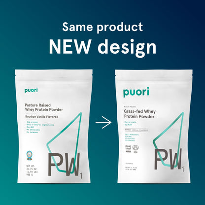 Puori Whey Protein Powder, Bourbon Vanilla - PW1 Pasture-Raised, Grass-Fed Whey Protein Powder Drink Mix containing BCAA Amino Acids - Post-Workout Supplement - dailyvitalstore