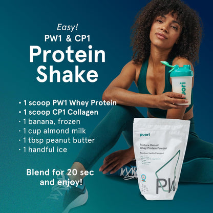 Puori Whey Protein Powder, Bourbon Vanilla - PW1 Pasture-Raised, Grass-Fed Whey Protein Powder Drink Mix containing BCAA Amino Acids - Post-Workout Supplement - dailyvitalstore