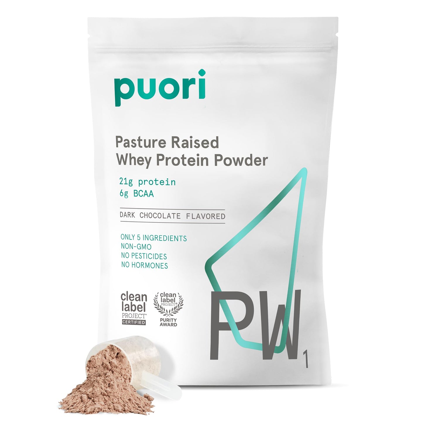 Puori Whey Protein Powder, Dark Chocolate - PW1 Pasture-Raised, Grass-Fed Whey Protein Powder Drink Mix containing BCAA Amino Acids - Post-Workout Supplement for Muscle Gain & Recovery - 30 Servings - dailyvitalstore
