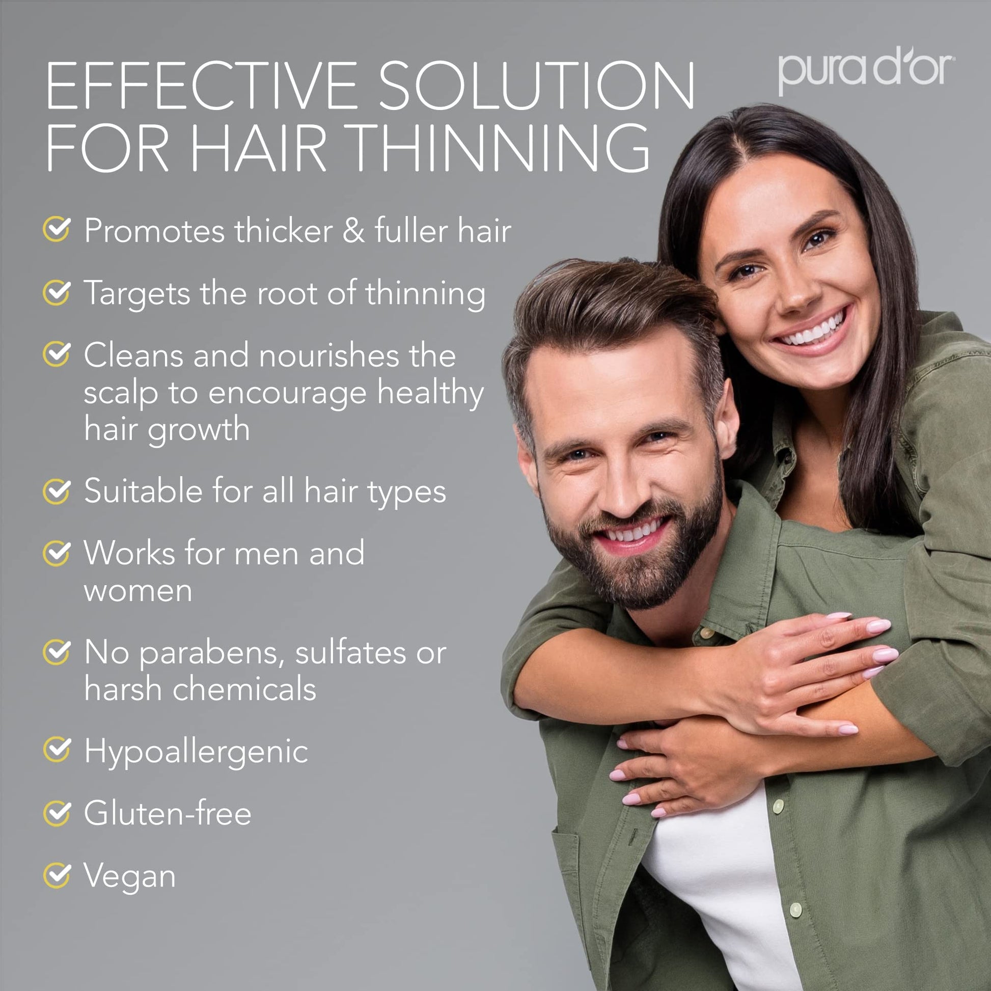 PURA D'OR Original Gold Label Anti-Thinning Shampoo - CLINICALLY TESTED - Biotin & Argan Oil – Sulfate-Free Strengthening & Volumizing for Fuller-Looking Hair, - dailyvitalstore