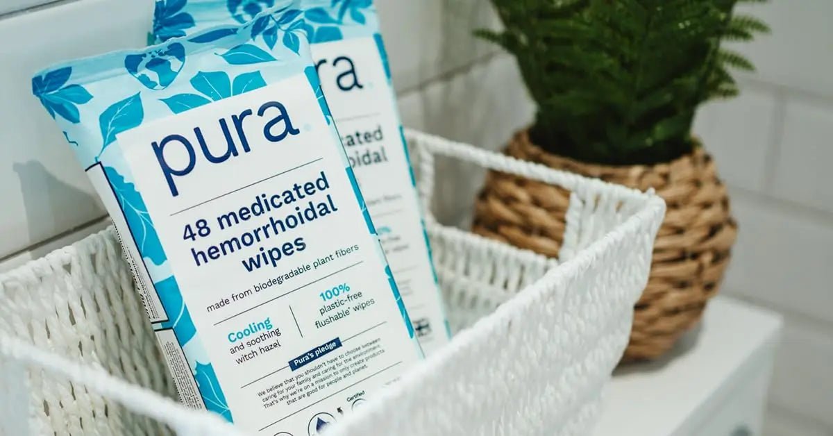 Pura Flushable Hemorrhoid Wipes XL, 48 Count, Medicated with Cooling Witch Hazel, Aloe & Coconut Oil, Fast Relief, Fragrance-Free, 100% Plastic-Free - dailyvitalstore