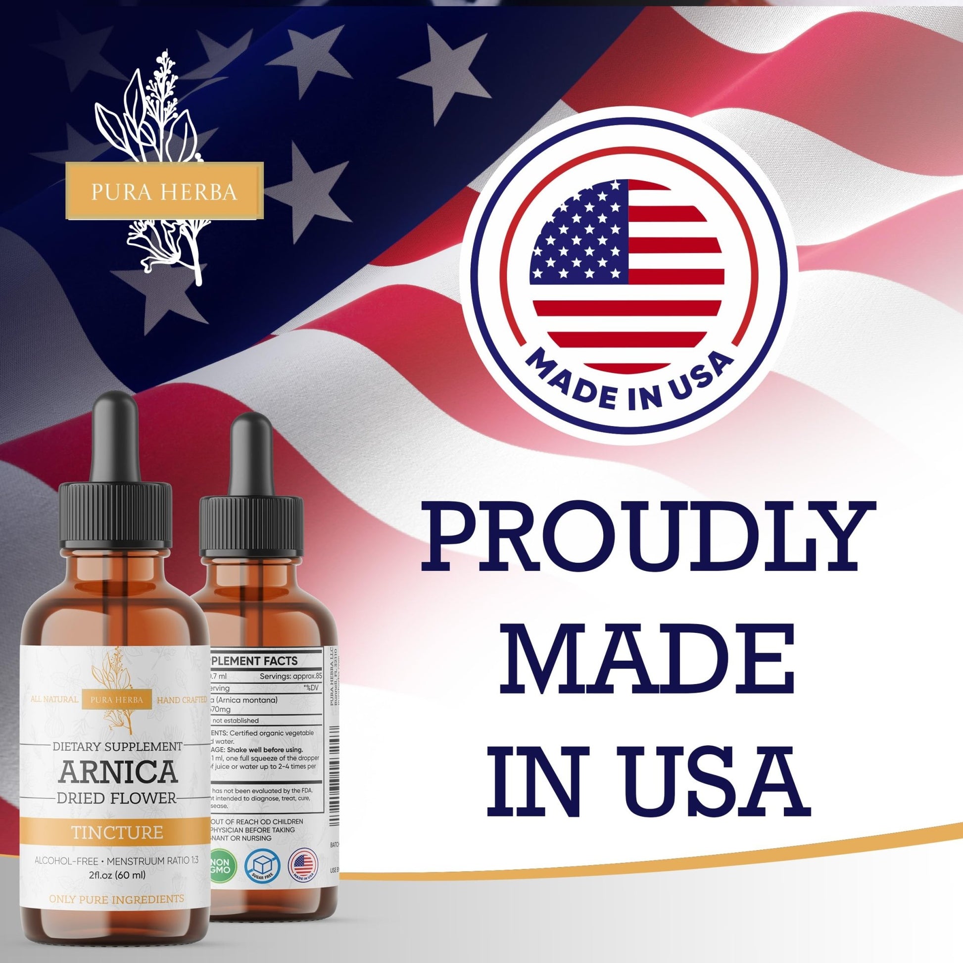 Pura Herba Arnica Liquid Extract – Alcohol-Free, Vegan, Supports Muscle Recovery & Joint Comfort, Fast-Absorbing Tincture, Made in USA – 2 Fl Oz - dailyvitalstore