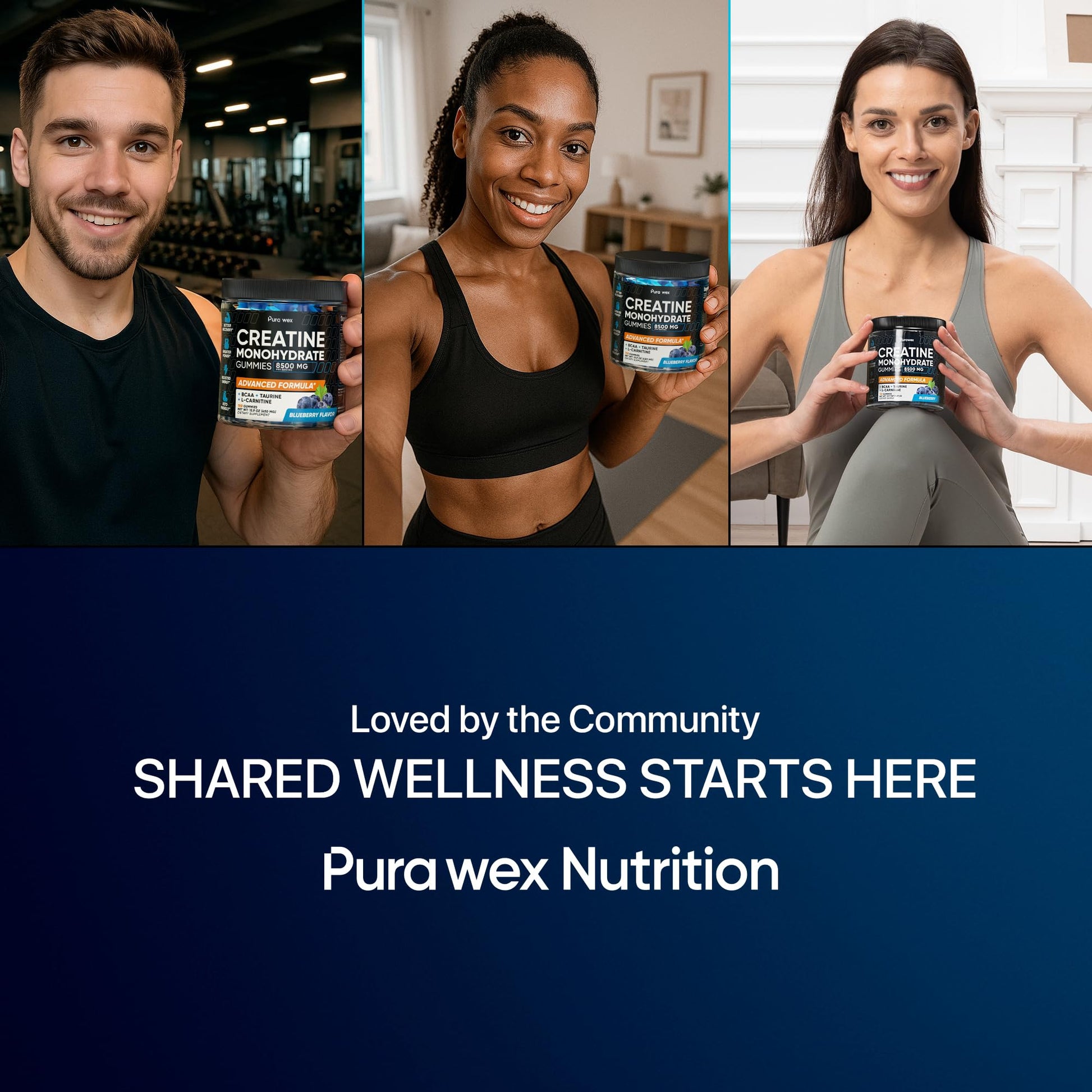 PURA WEX NUTRITION Creatine Monohydrate Gummies 8500mg Complex for Men & Women - Pre Workout Creatine Chews for Muscle Growth, Strength & Energy, - dailyvitalstore