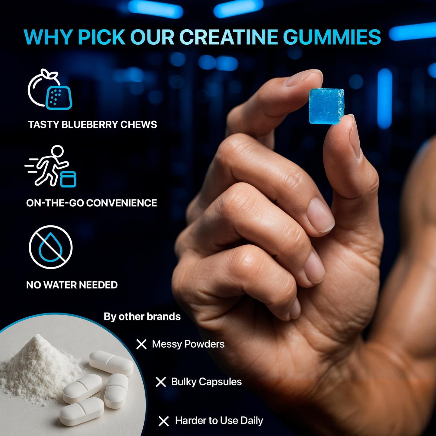 PURA WEX NUTRITION Creatine Monohydrate Gummies 8500mg Complex for Men & Women - Pre Workout Creatine Chews for Muscle Growth, Strength & Energy, - dailyvitalstore