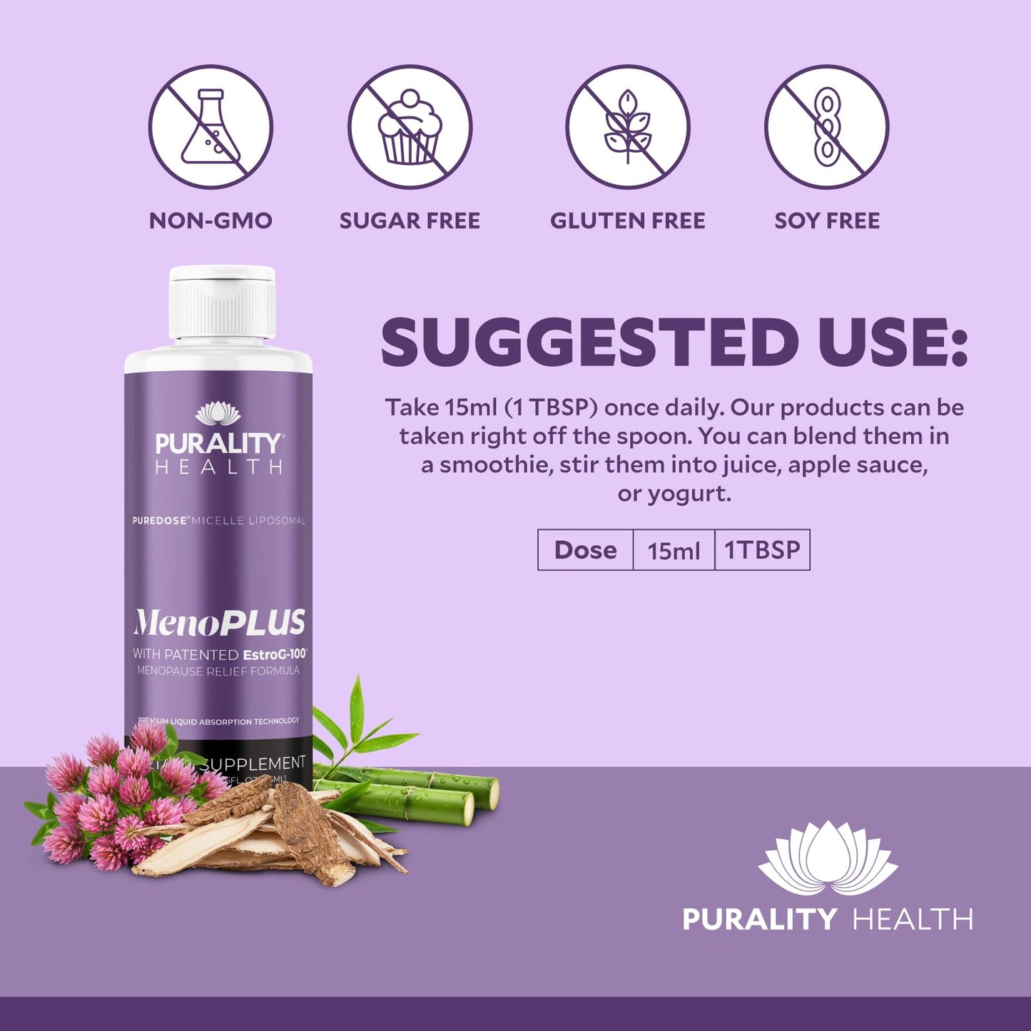PURALITY HEALTH MenoPLUS Liposomal Menopause Supplement for Women | EstroG-100®, Vitamins D3, B6, B12 & K2 | Iodine | Hormonal Balance & Mood Support - dailyvitalstore