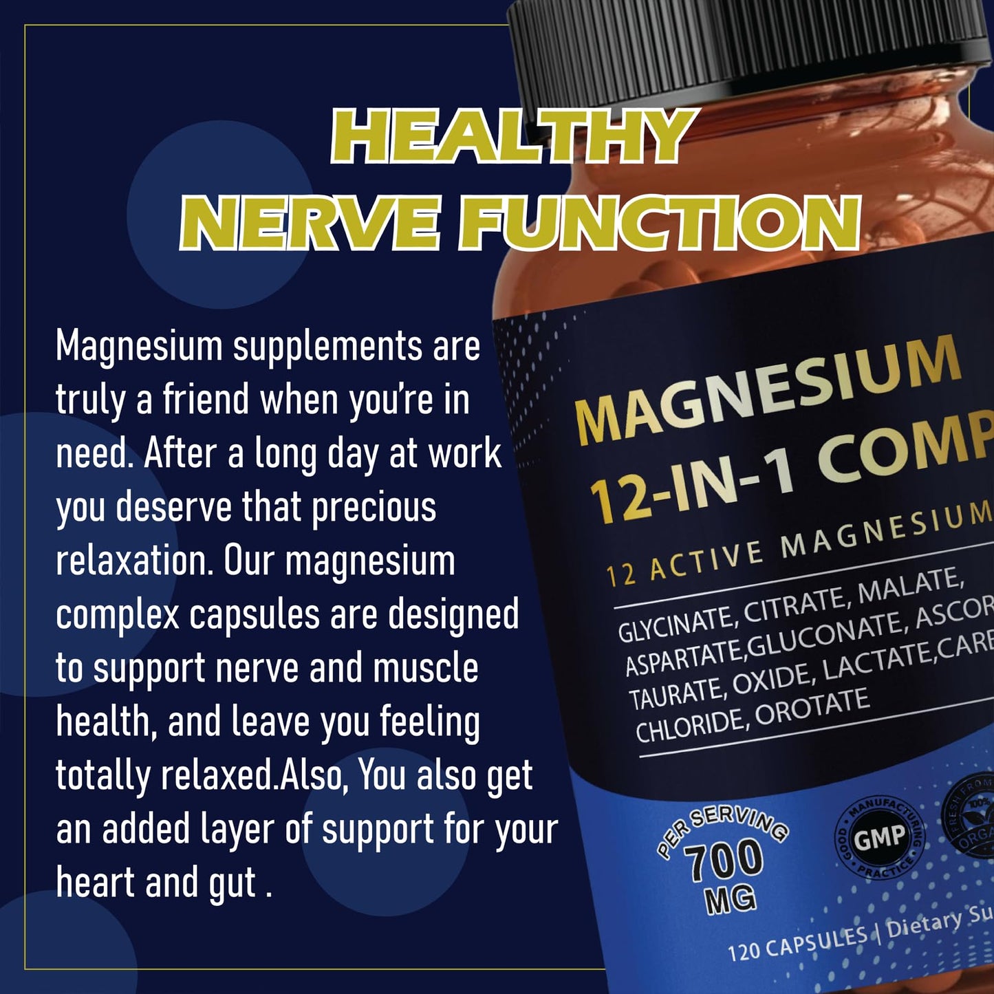 Puravita Magnesium Complex 700mg 12 in 1 Magnesium Supplement with Glycinate, Citrate, Malate & More | Easy Absorption, Energy Support, Vegan & Non-GMO | 120 Capsules (1pc) - dailyvitalstore