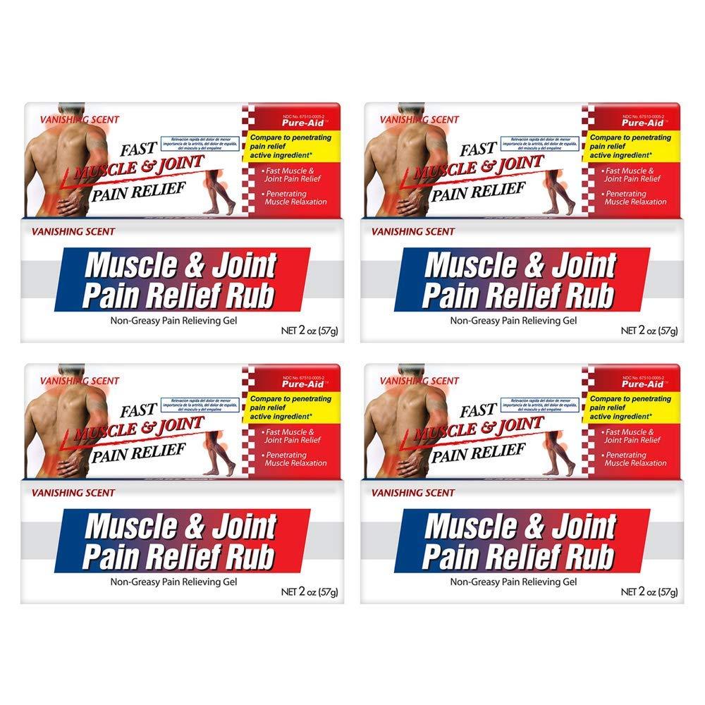 Pure-Aid Muscle & Joint Pain Relief Rub, Fast Relief from Minor Arthritis, Backache, Muscle & Joint Pain Non-Greasy Cream, 2oz (4pk) - dailyvitalstore