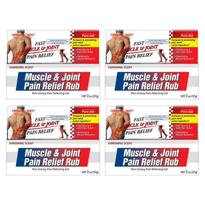 Pure-Aid Muscle & Joint Pain Relief Rub, Fast Relief from Minor Arthritis, Backache, Muscle & Joint Pain Non-Greasy Cream, 2oz (4pk) - dailyvitalstore