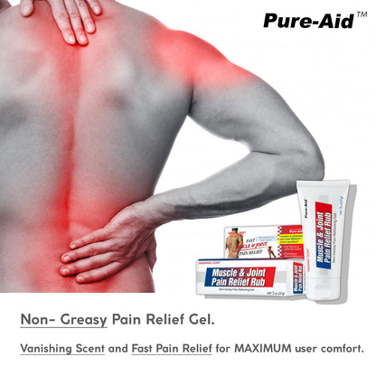 Pure-Aid Muscle & Joint Pain Relief Rub, Fast Relief from Minor Arthritis, Backache, Muscle & Joint Pain Non-Greasy Cream, 2oz (4pk) - dailyvitalstore