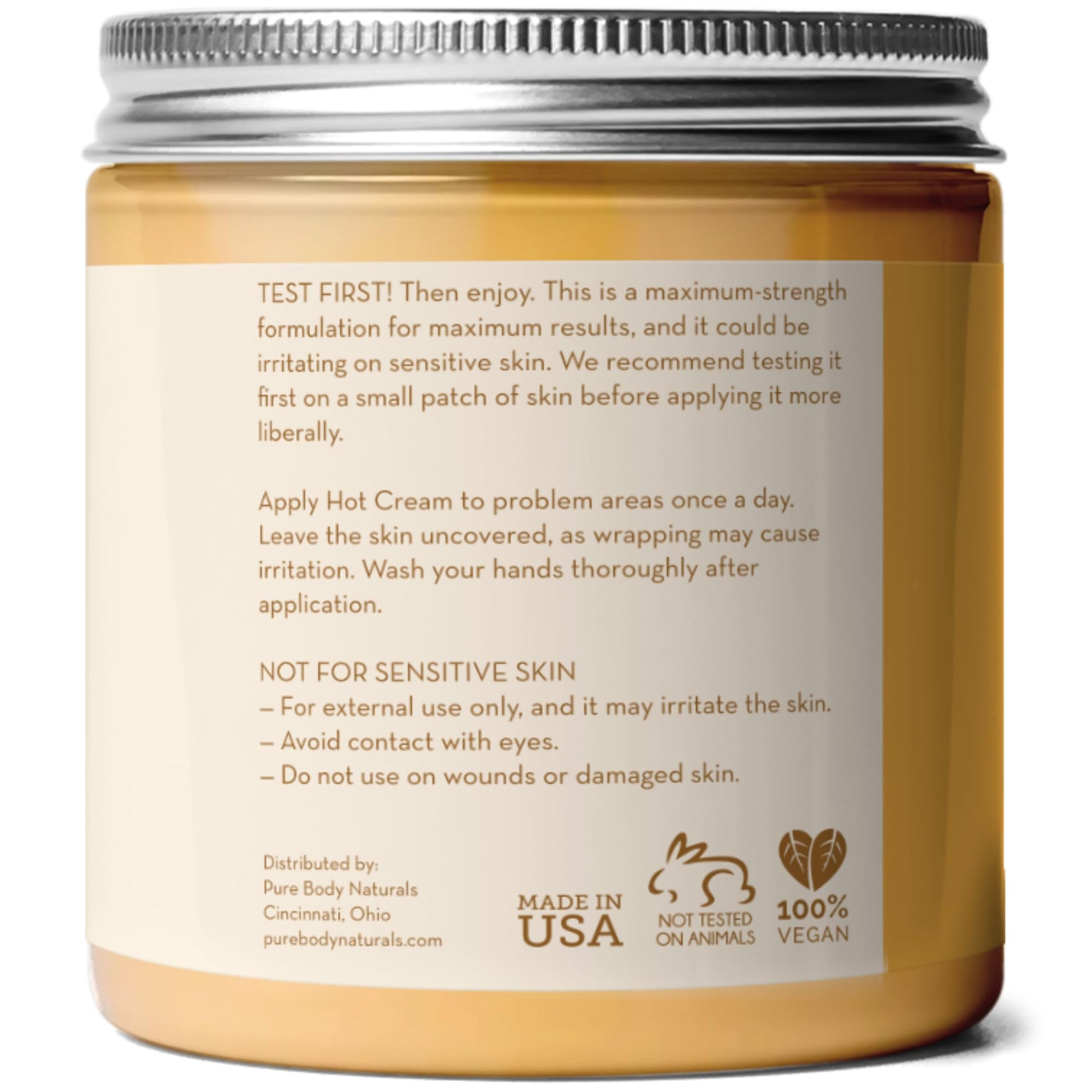 Pure Body Naturals Max Strength Hot Cream – Warming & Cooling Cream with Capsaicin and Menthol – Soothing Comfort for Overworked Muscles – 8.8 oz - dailyvitalstore