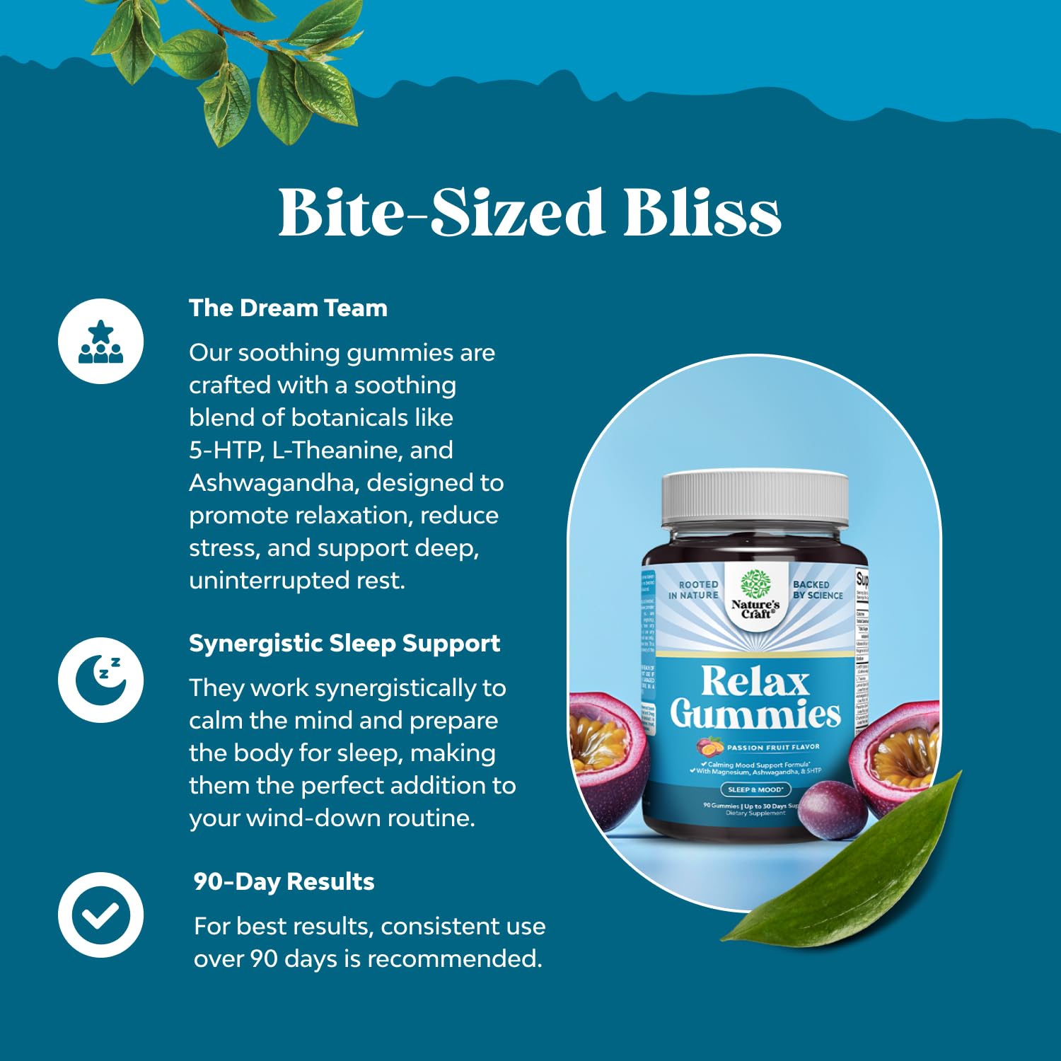 Pure Calm and Relaxing Magnesium Supplement - Magnesium for Stress Support & Rest Ease for Adults - High Absorption Mg Citrate Gummies with L Theanine & Ashwagandha for Muscle Cramps - 90 Count - dailyvitalstore