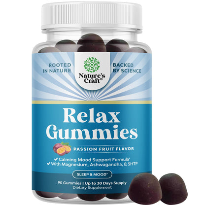 Pure Calm and Relaxing Magnesium Supplement - Magnesium for Stress Support & Rest Ease for Adults - High Absorption Mg Citrate Gummies with L Theanine & Ashwagandha for Muscle Cramps - 90 Count - dailyvitalstore